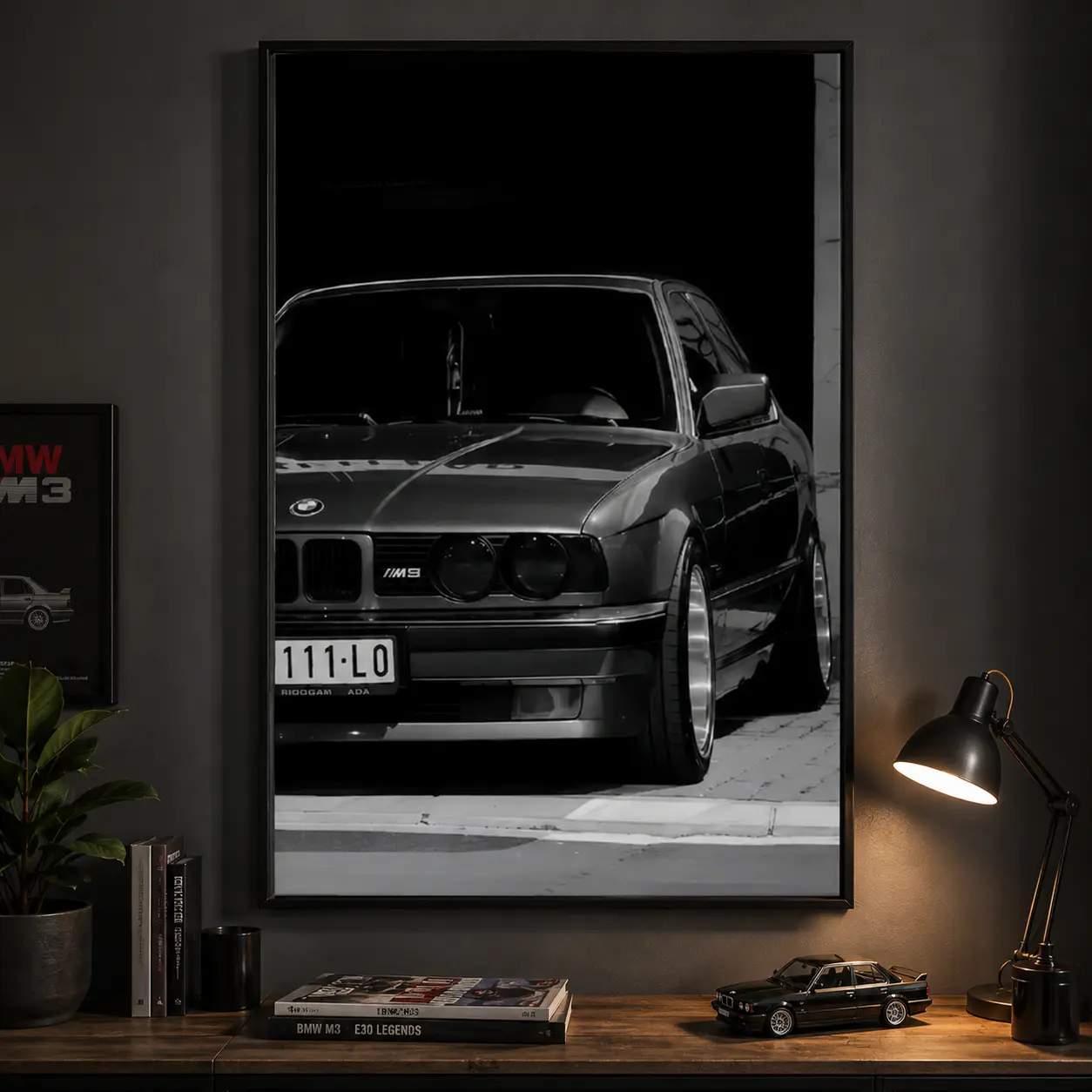 1 set canvas print, Canvas prints, retro realistic vehicle art, Modern Art Design, black classic performance car BMW M5 E34, gift for vintage car enthusiasts, ideal gift for home, Modern Home Decor