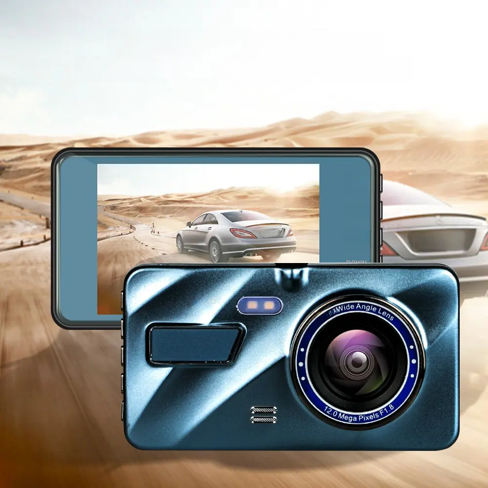 4 Inch Touch Screen Dash Cam, Dual 1080P, Night Vision, Loop Recording, Parking Monitor