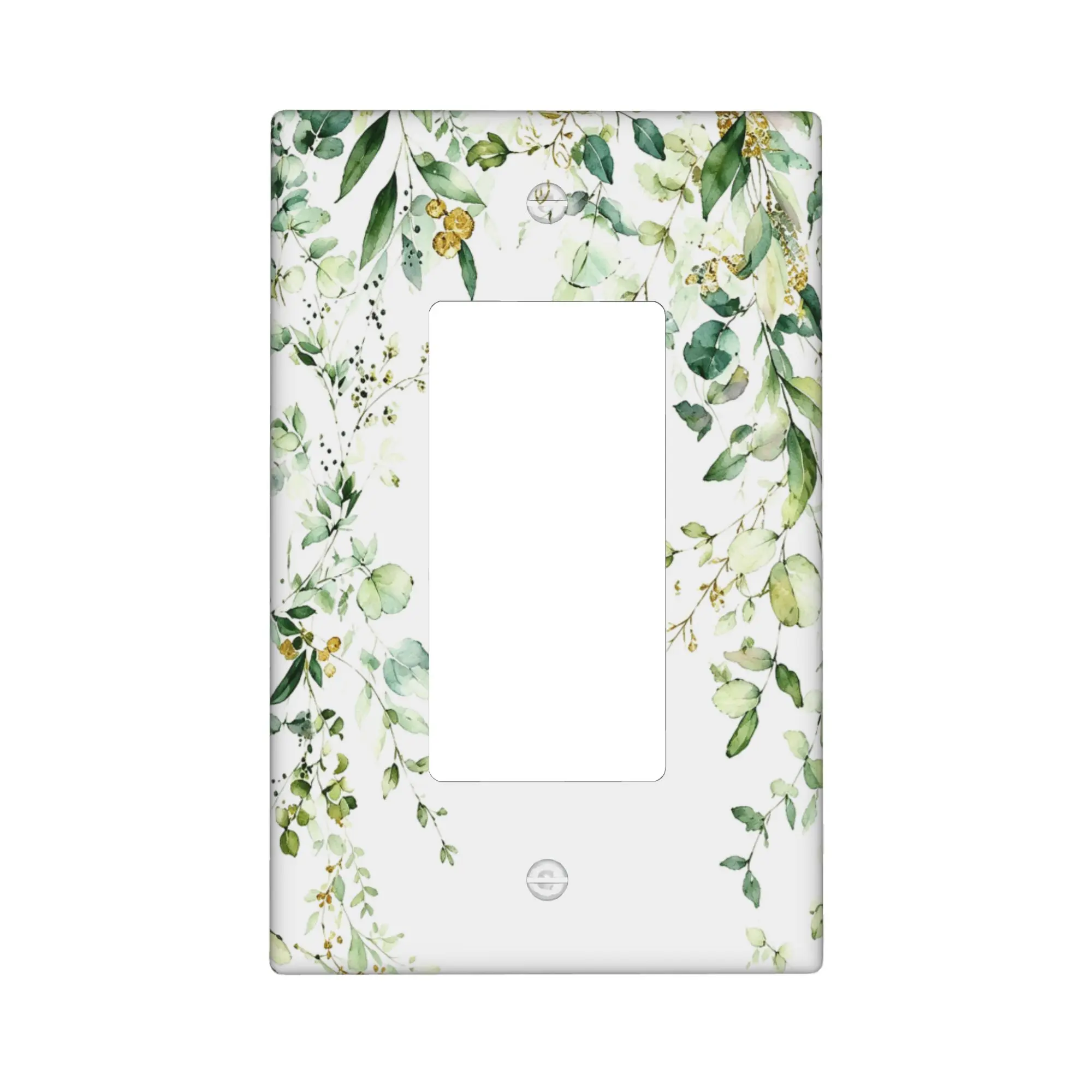 Green Leaves Watercolor Light Switch Cover Decorative Light Switch Cover Plate Botanical Wall Decor Decorative Switch Plates And Outlet Covers Bedroom Switch Plate Kitchen Outlet Covers Living Room Wall Decor Home Office Wall Plate