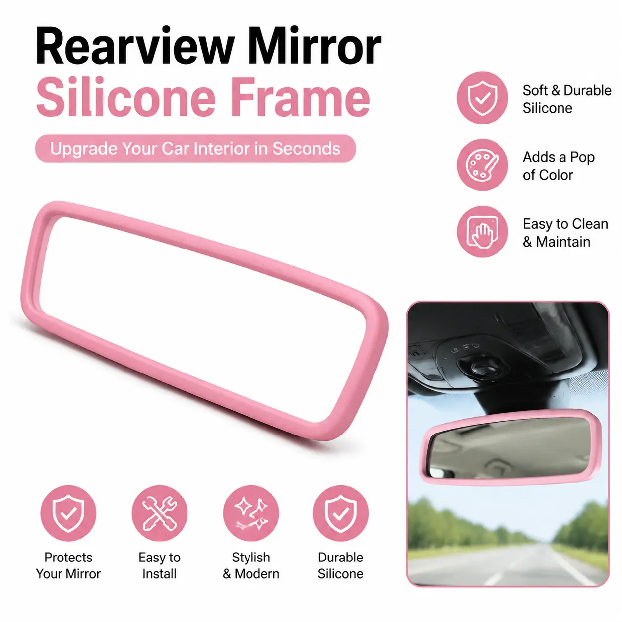Silicone Car Mirror Cover, Multi-Color Flexible Rearview Mirror Protector, Stretchable Fit, Universal Car Decoration Accessory, Car Interior Accessory, Car Accessories, Automotive Decorative Accessories, Vehicle Decoration-YY0