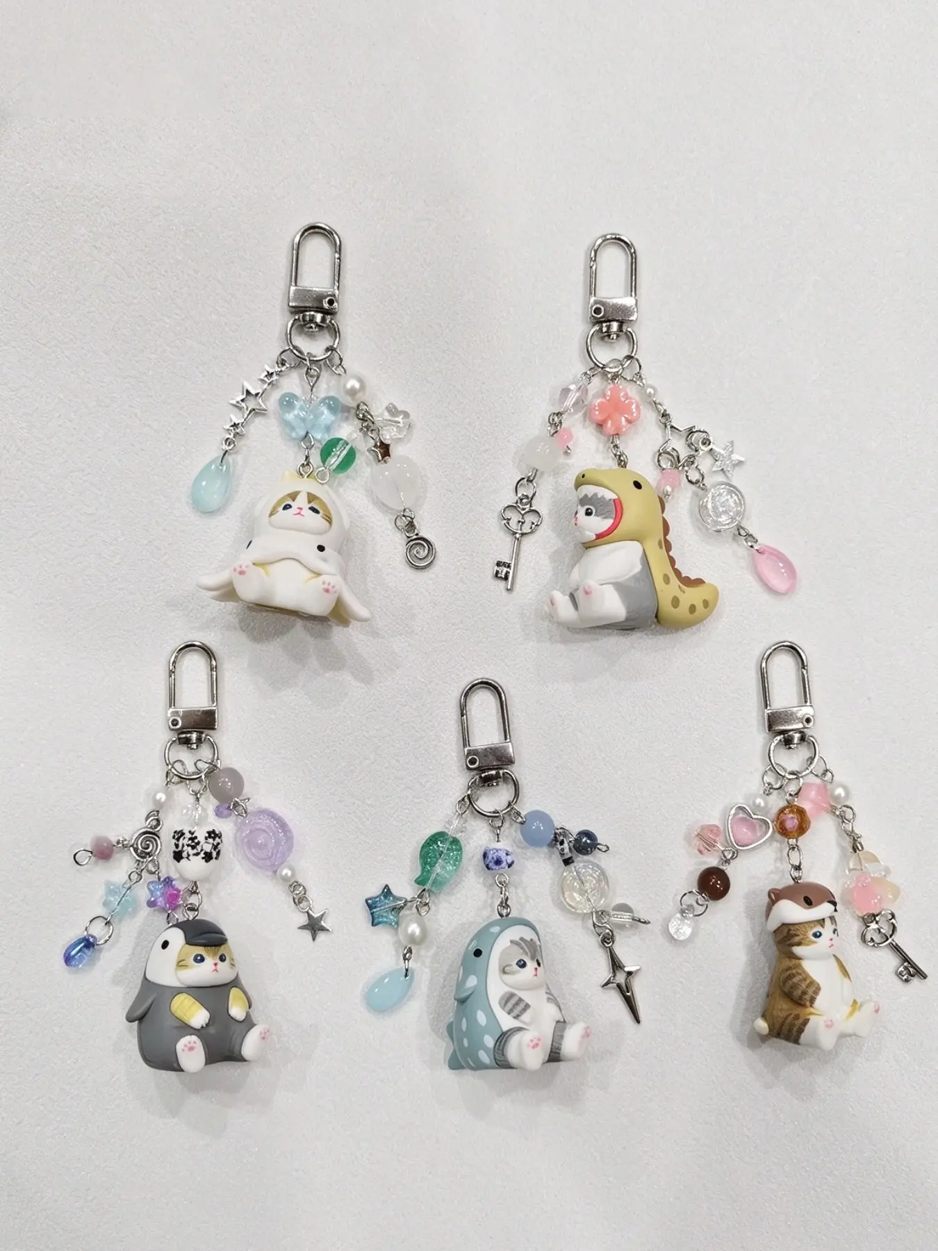 Cute Cat Animal Mofusand Keychains, Adorable Pet Accessories, Perfect Gift for Cat Lovers, Unique and Fun Keychain Design, Keychain Set