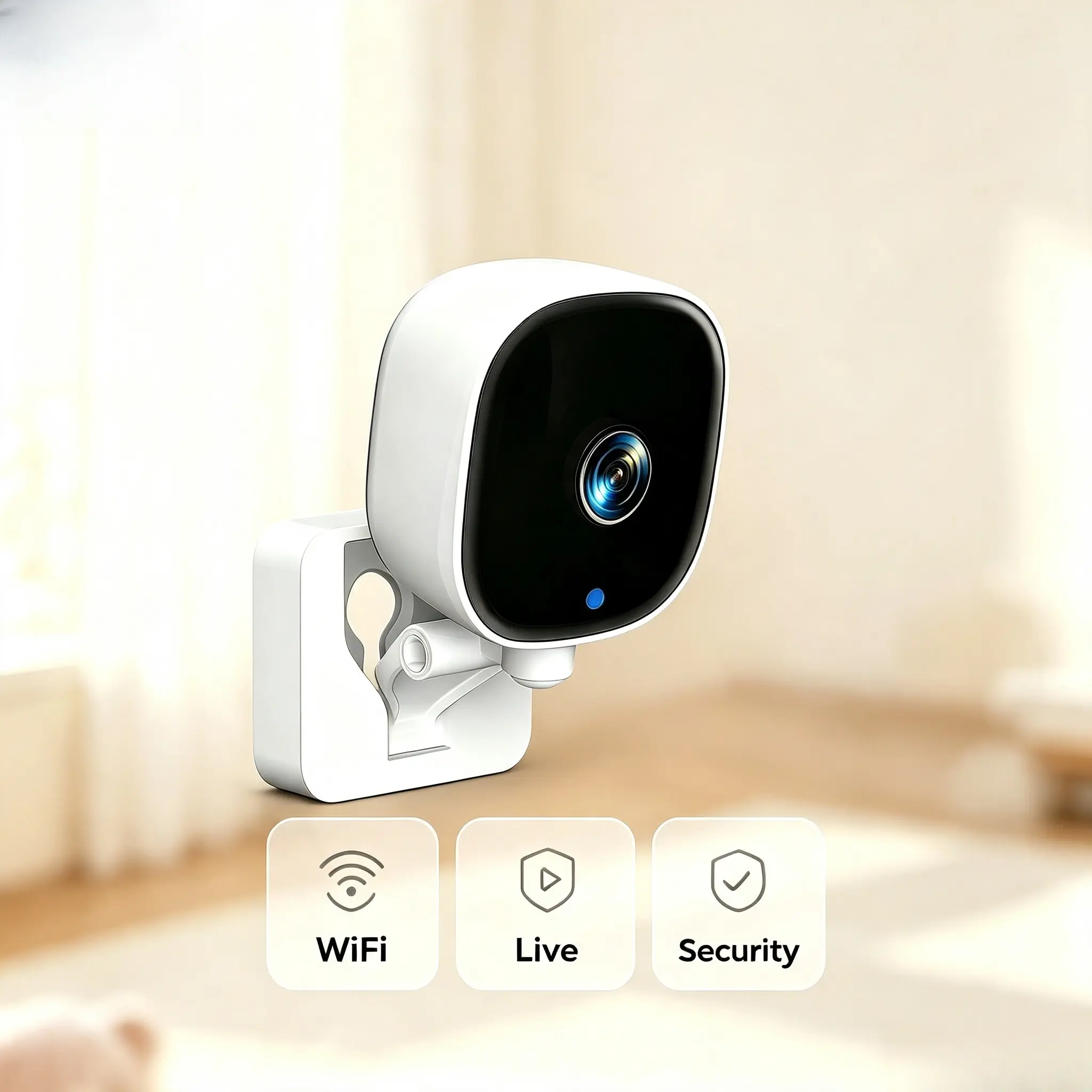 ring camera,Quick installation,supports WiFi connection,Two-way audio,window camera,bedroom camera,Supports remote viewing via APP,and offers dual storage via SD card or cloud. Suitable for home security and baby monitoring.