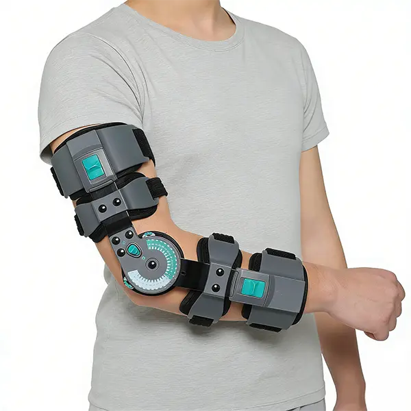 Hinged Adjustable Elbow Support Splint - Arms Splints for Controlled Motion, Breathable Lightweight Design for All-Day Wear, Fits Left or Right Arm