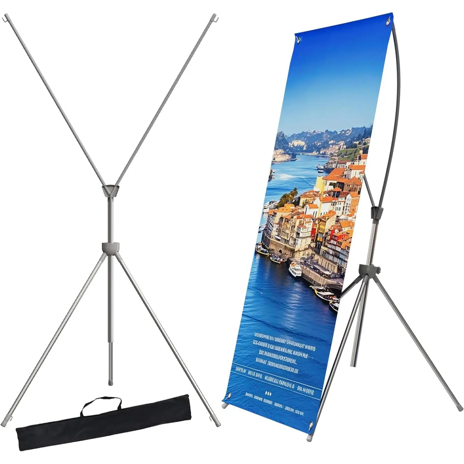 2 Pack X Banner Stand, Adjustable Retractable banner stand with Portable Carry Bag, Fits Banners 23"x63" to 32"x78", Sturdy & Lightweight for Trade Shows, Stores, Restaurant & Party