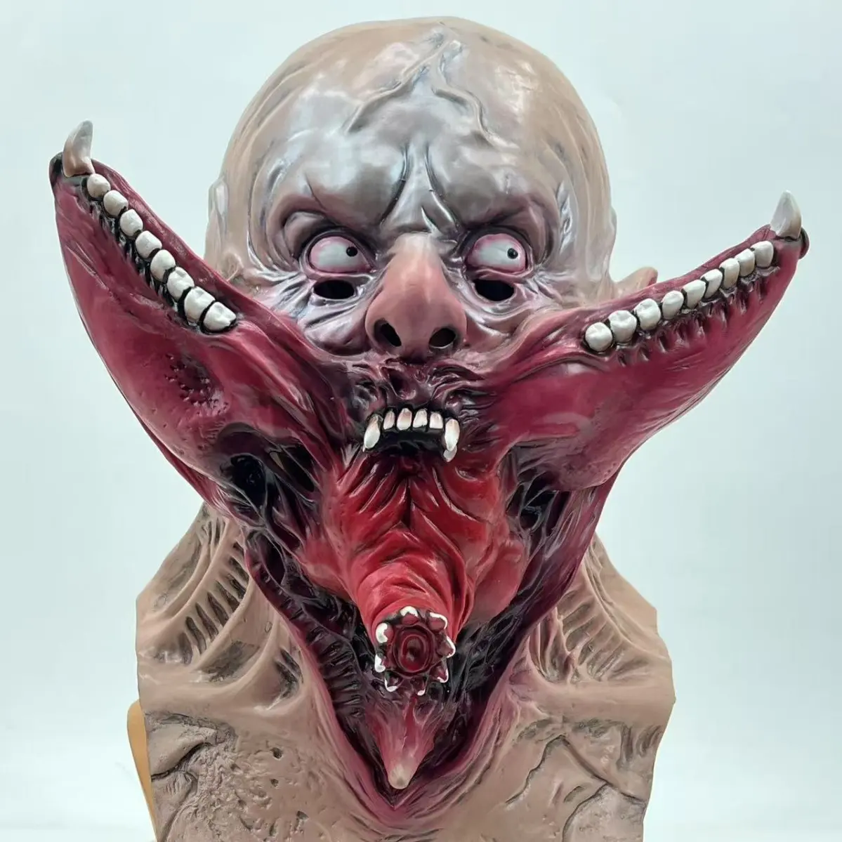 Scary Gray-Haired Elder Zombie Mask, Realistic Rotted Full-Face Undead Headgear, Horror Costume Prop for Halloween