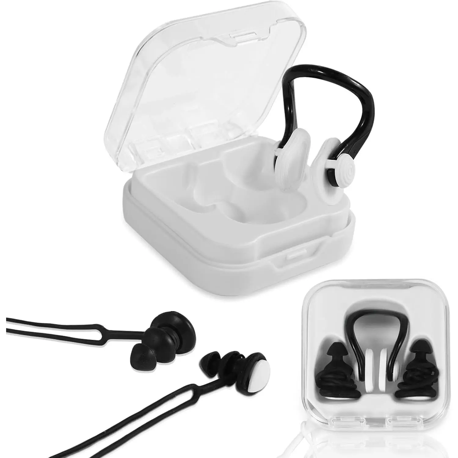 Swimming Ear Plugs & Nose Clip for Swimming, Diving, Surfing &  - Includes Storage Box