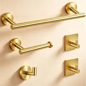 Bathroom Storage Organizer Set, Bathroom Organizing Accessories, Includes Towel Rack, Toilet Paper Holder, Hat Hook, 5 Pieces, Wall Mounted, Easy Installation