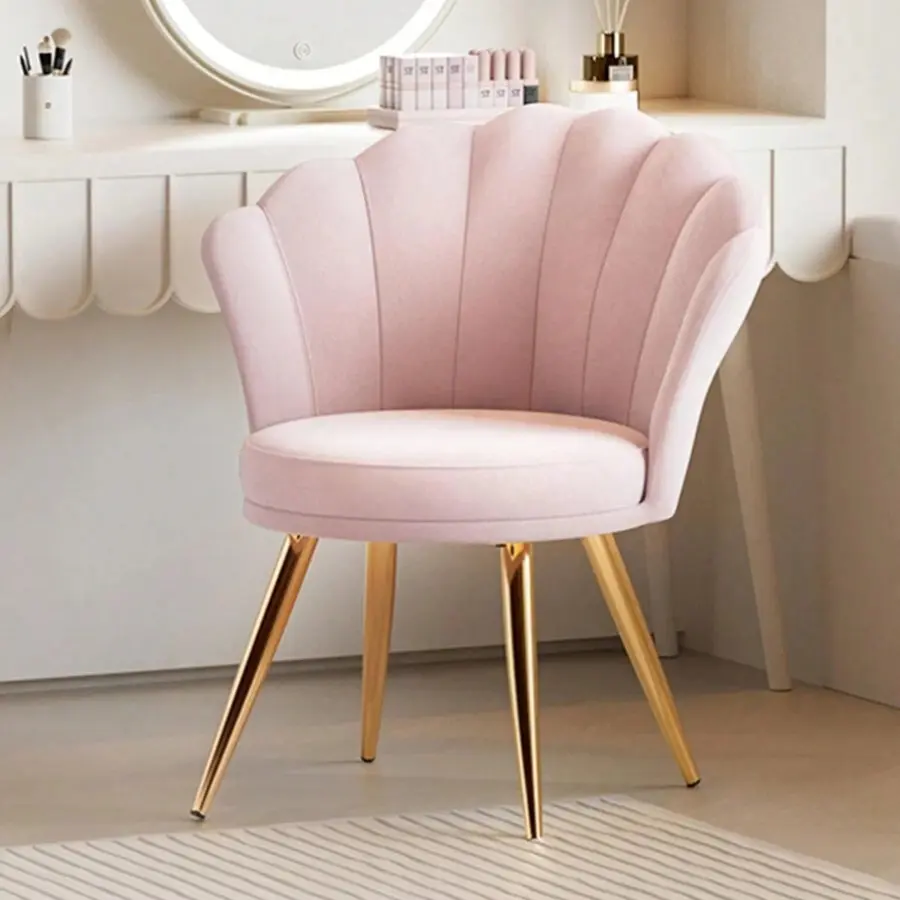 Nalupatio Velvet Accent Chair With Gold Metal Legs, Vanity Chair For Makeup Room, Upholstered Guest Chair For Living Room, Side Chair For Bedroom
