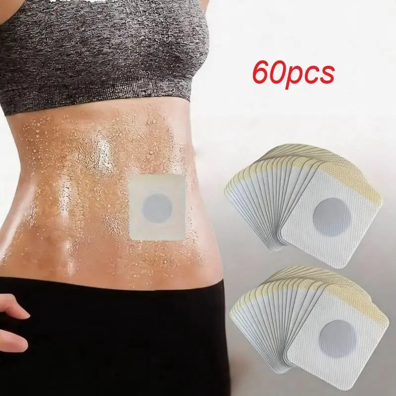 60-Piece Abdominal Patch Set, Enhances Fitness & Waist Shaping, Tighten, Slimmer, Strong Plant Fiber Formula, Portable Use, Ideal for Gym Enthusiasts, Workout, Body Care