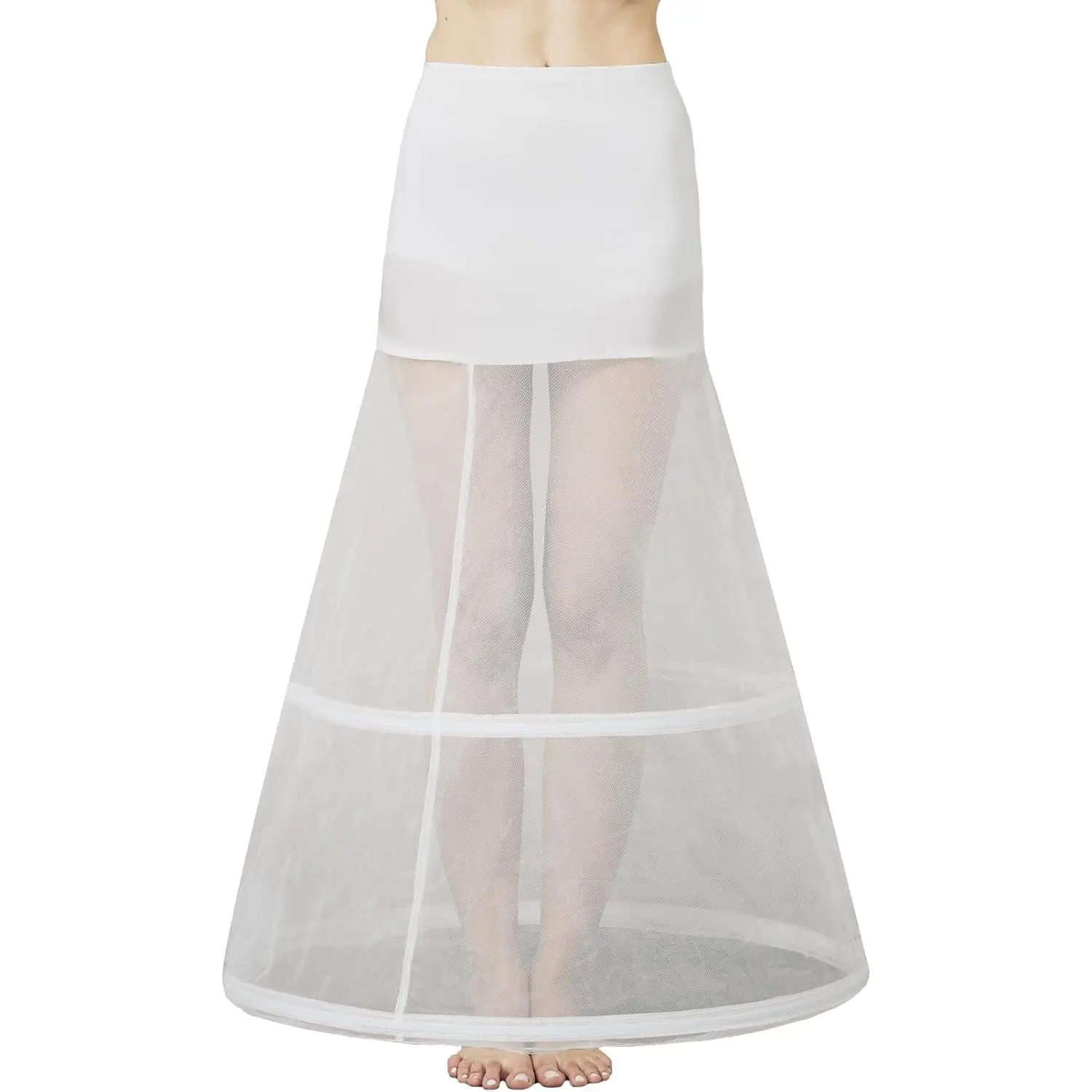 Women's A-line Hoops Petticoat - Full Floor-Length Bridal Underskirt for Formal Wedding Gowns and Quinceanera Dresses