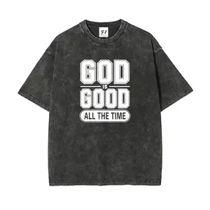 God Is Good All The Time Graphic Shirt, Funny Doll Face Meme Tee Washed Unisex Cotton T-Shirt Short Sleeve Crewneck Top Heavyweight T Shirts Cotton Workout Acid Wash Baggy Tees