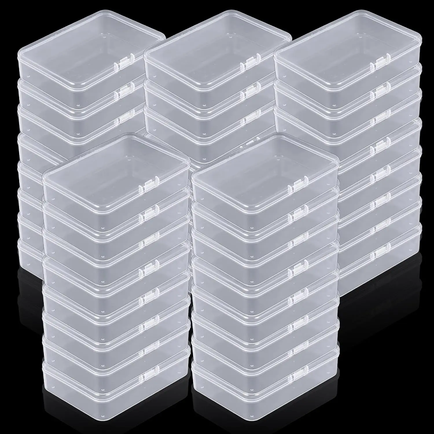 40 count Clear Plastic Beads Storage Containers Box with Stickers  Square Storage Containers with  for Beads Craft Supplies (4.1 x 3 x 1 Inch)