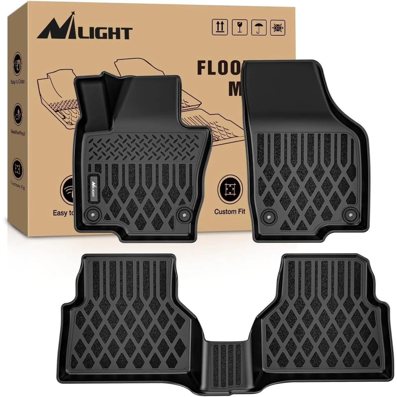 Nilight TPE Floor Mats for Volkswagen Tiguan 2009 2010 2011 2012 2013 2014 2015 2016 2017 All Weather Custom Fit Heavy Duty Floor Liners