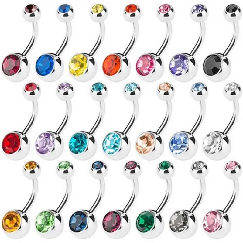 15pcs Assorted Colors Belly Button Ring, 14 Gauge Navel Piercing Body Jewelry for Daily Party Travel Summer Beach Birthday Gift