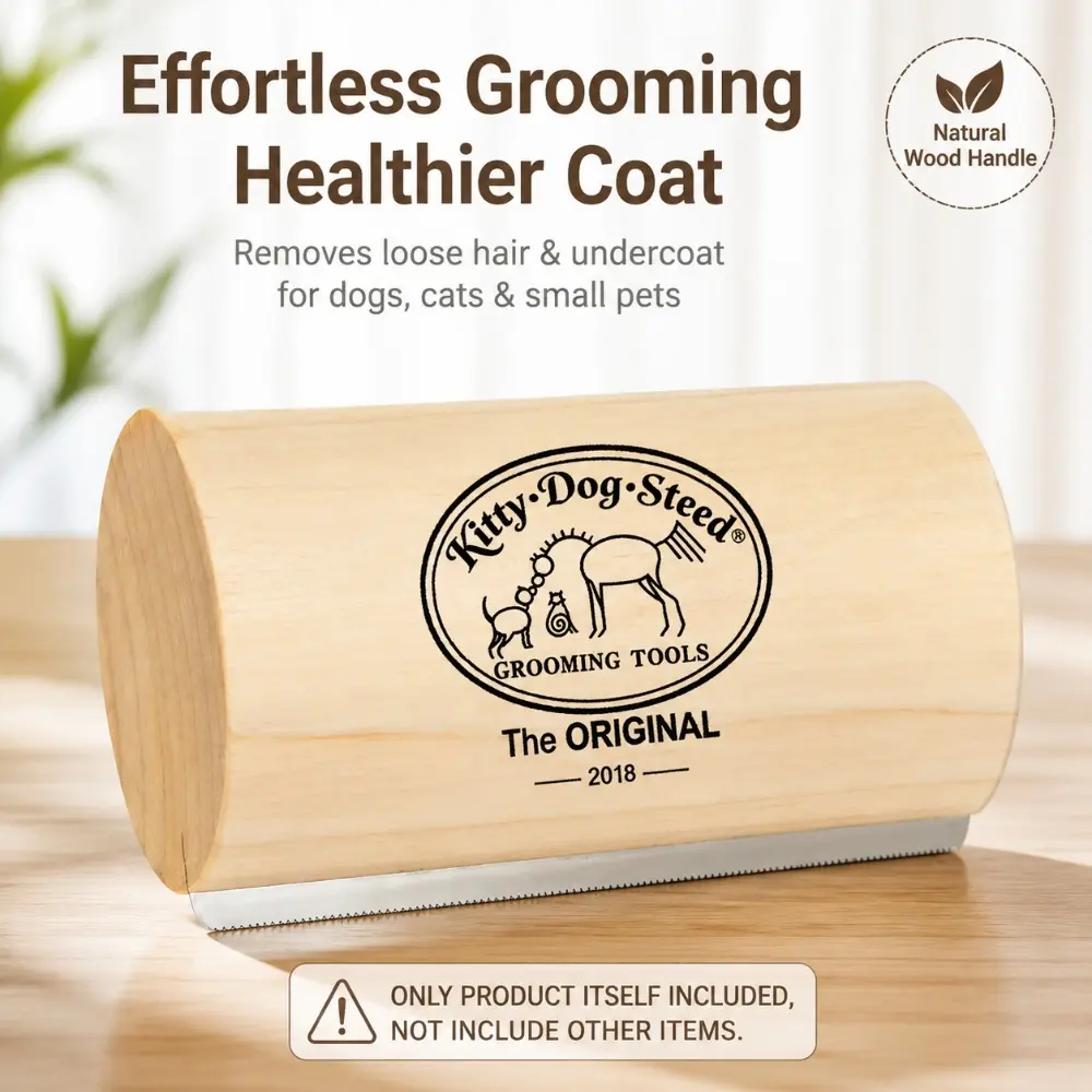 Ergonomic Pet Deshedding Brush for Dogs & Cats, Undercoat Grooming Comb for Short, Medium & Long Hair, Professional Pet Grooming Tool