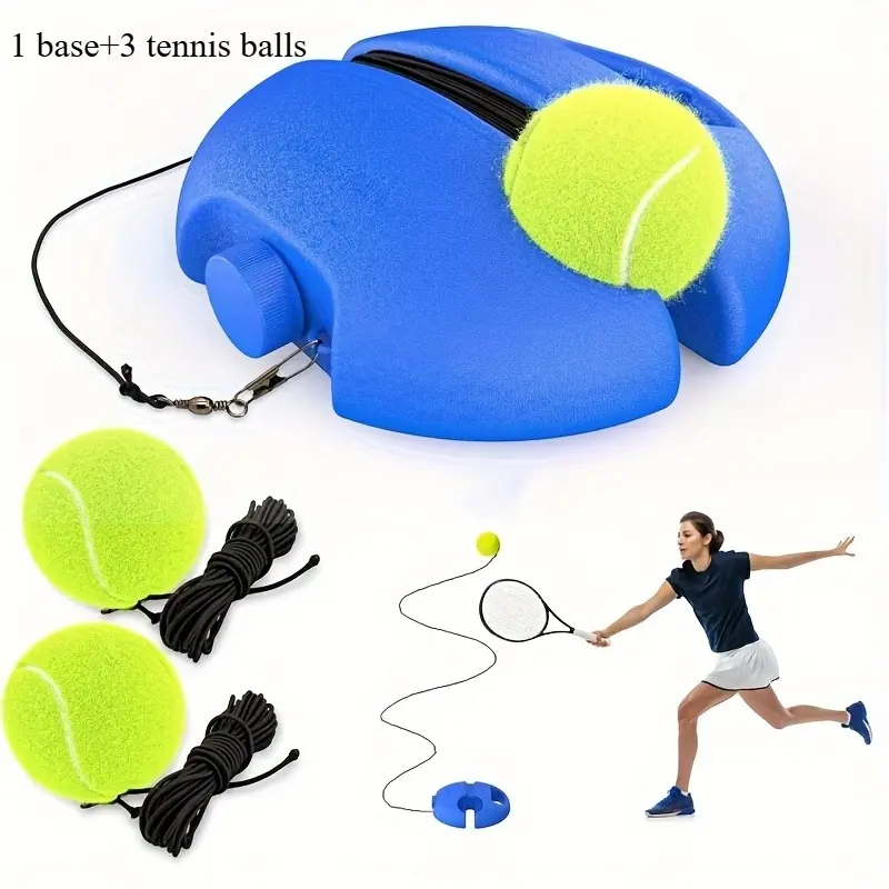 Tennis Trainer Single Tennis Training Base with Wire Tennis Practice Base Rebound with Rope Tennis Training, a portable tennis training tool that is perfect for beginners looking to improve their skills Tennis Ball