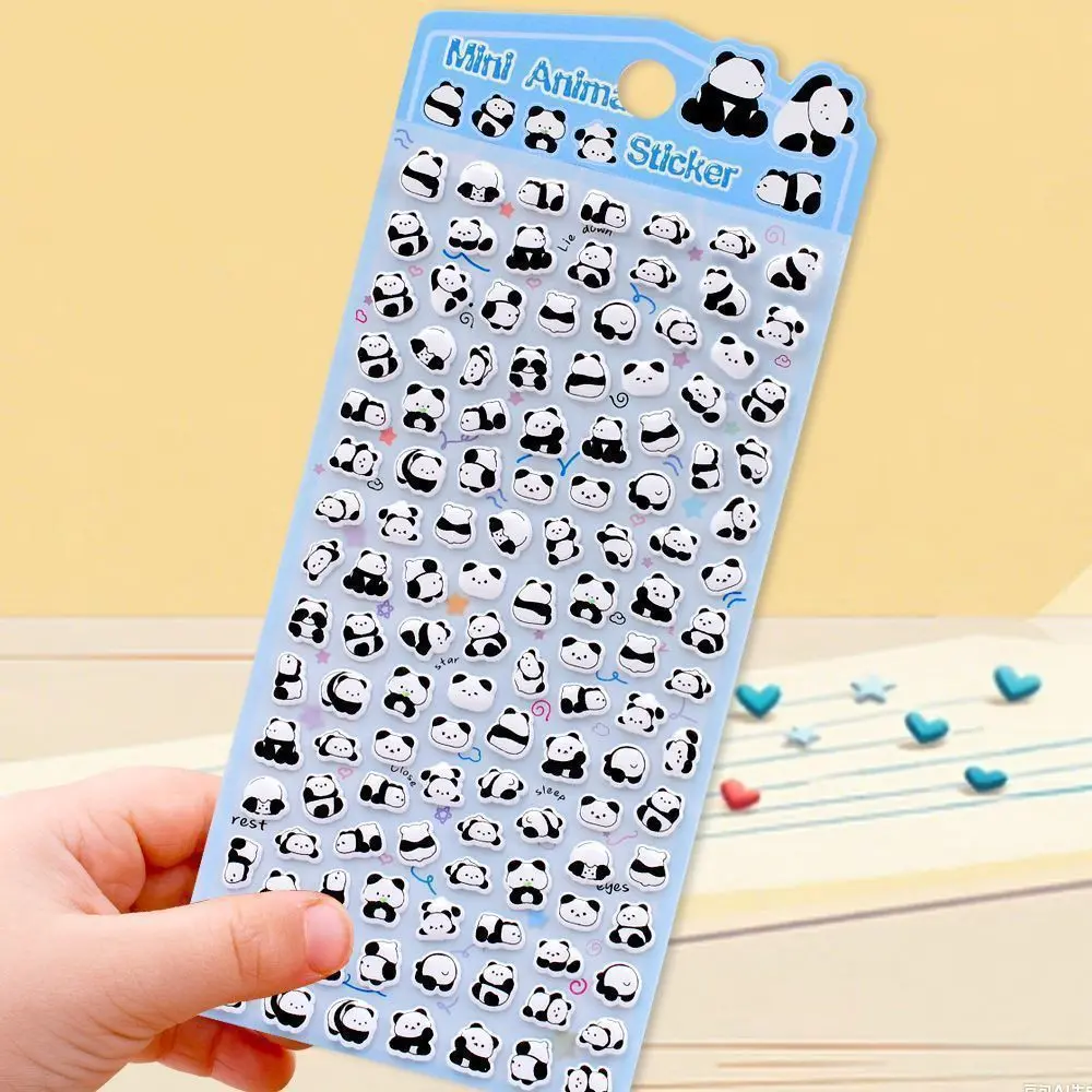 Cute Mini 3D Panda Foam Stickers, Cartoon Animal Decals, Handmade DIY Scrapbook Decorations, Perfect for Journaling and Crafts, Scrapbooking Stickers