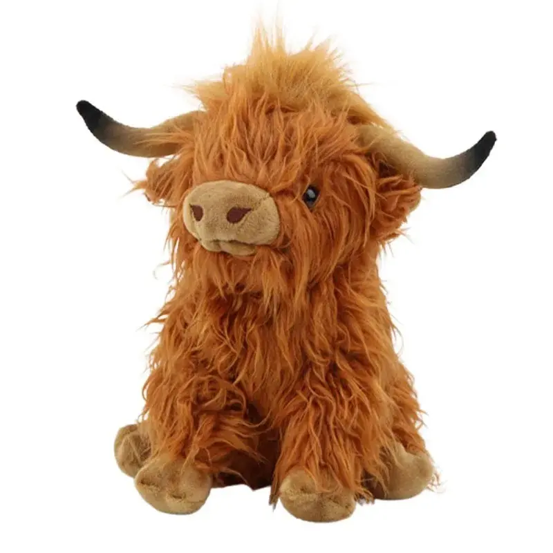 28cm Kawaii Highland Cow Plush Doll, Soft Stuffed Cream Cattle Toy, Huggable Stuffed Animal, Cute Plushie Soft Cuddly Gift for Kids, Ideal for Playtime and Collectors