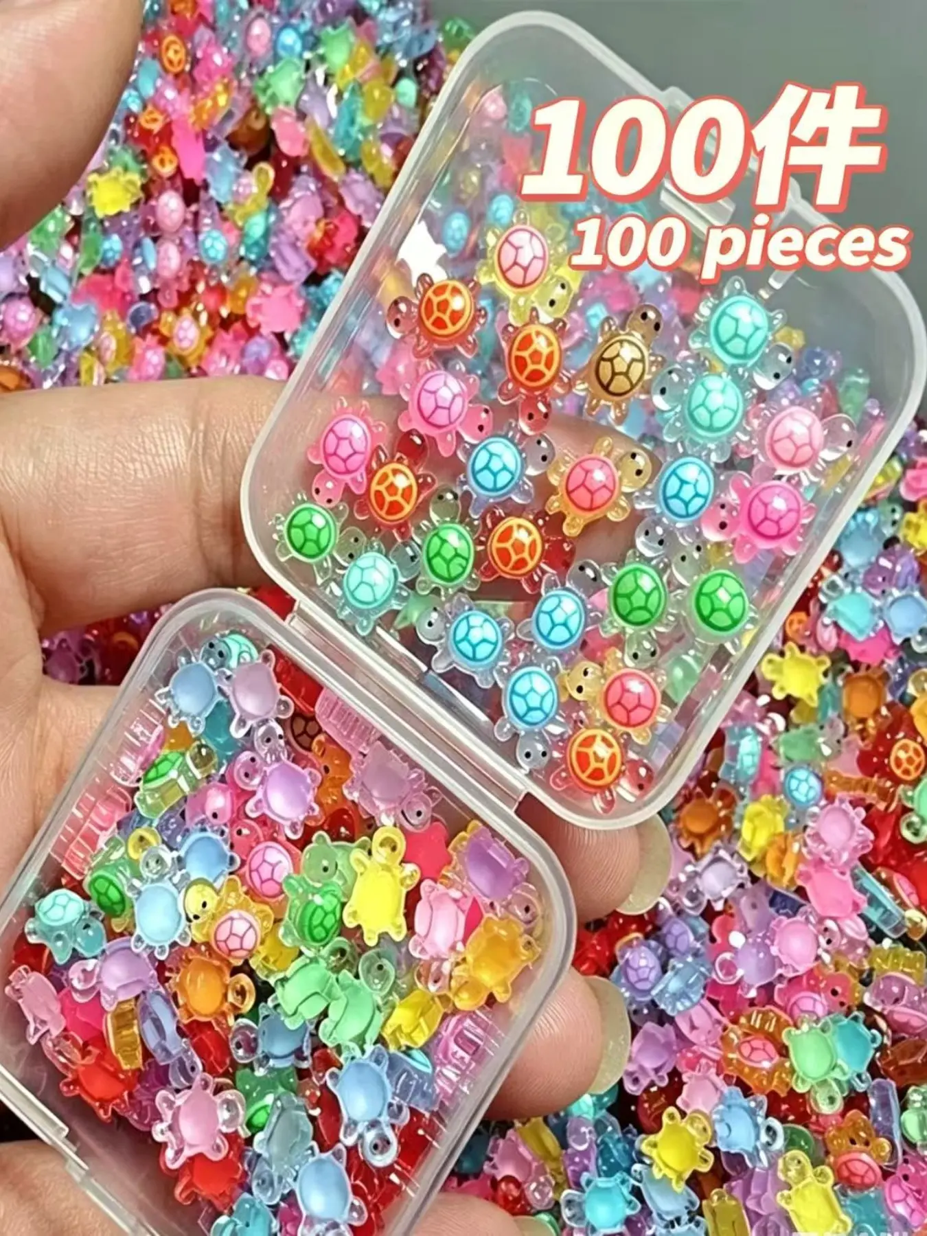 100 Night Glow Mini Turtle Models, Colorful Plastic Handmade Decorative Crafts, DIY Creative Projects, Party Decorations, Home Garden Accessories, Glow in the Dark, Various