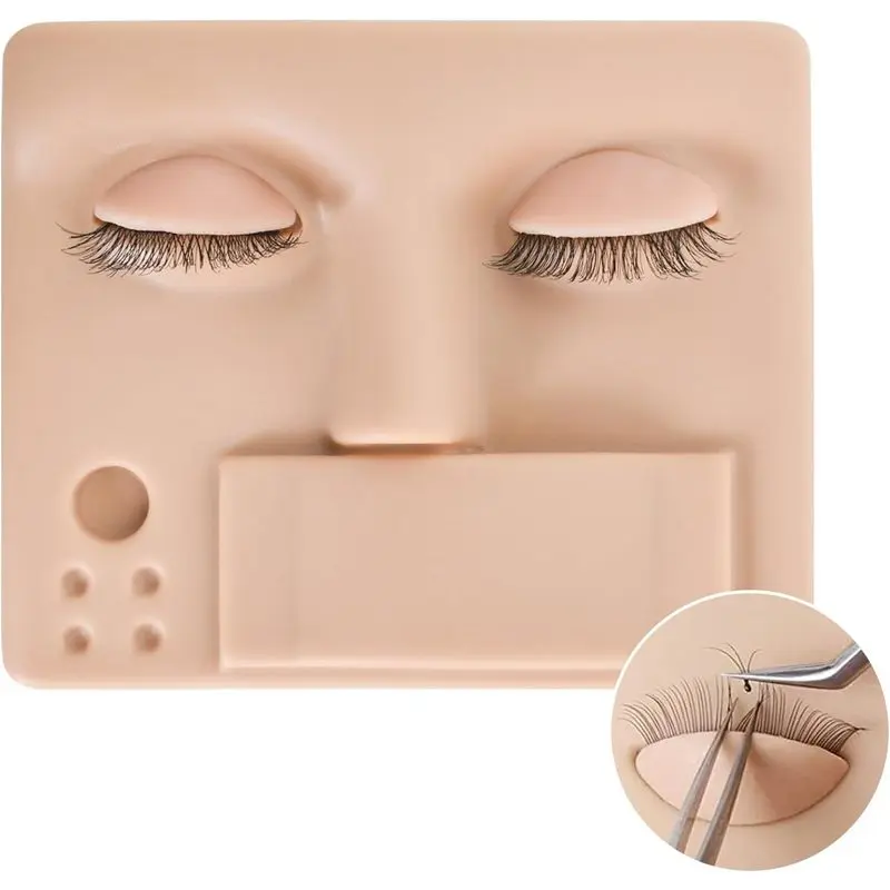 3-In-1 Lash Mannequin Head, Realistic Soft-Touch Makeup Practice Face For Lash Extension Supplies (Light Brown)