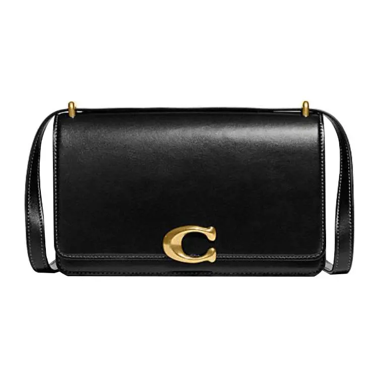 COACH Bandit 24 Crossbody Shoulder Bag for Women – Minimalist Buckle-Closure Design in Black Genuine Leather