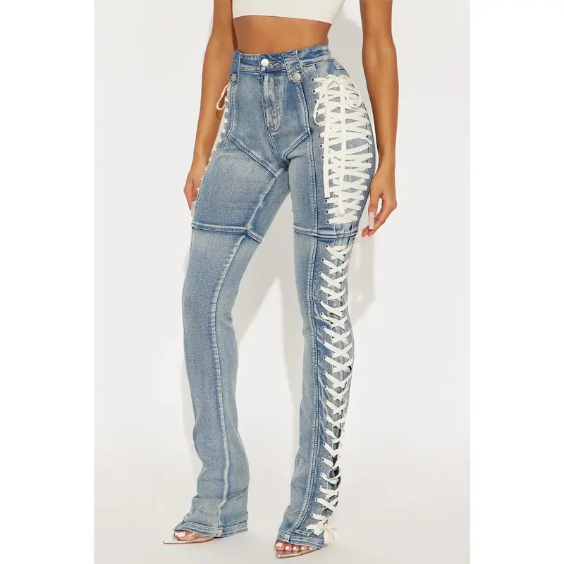 Tall Jaw Dropper Stretch Lace Up Bootcut Jeans - Medium Wash