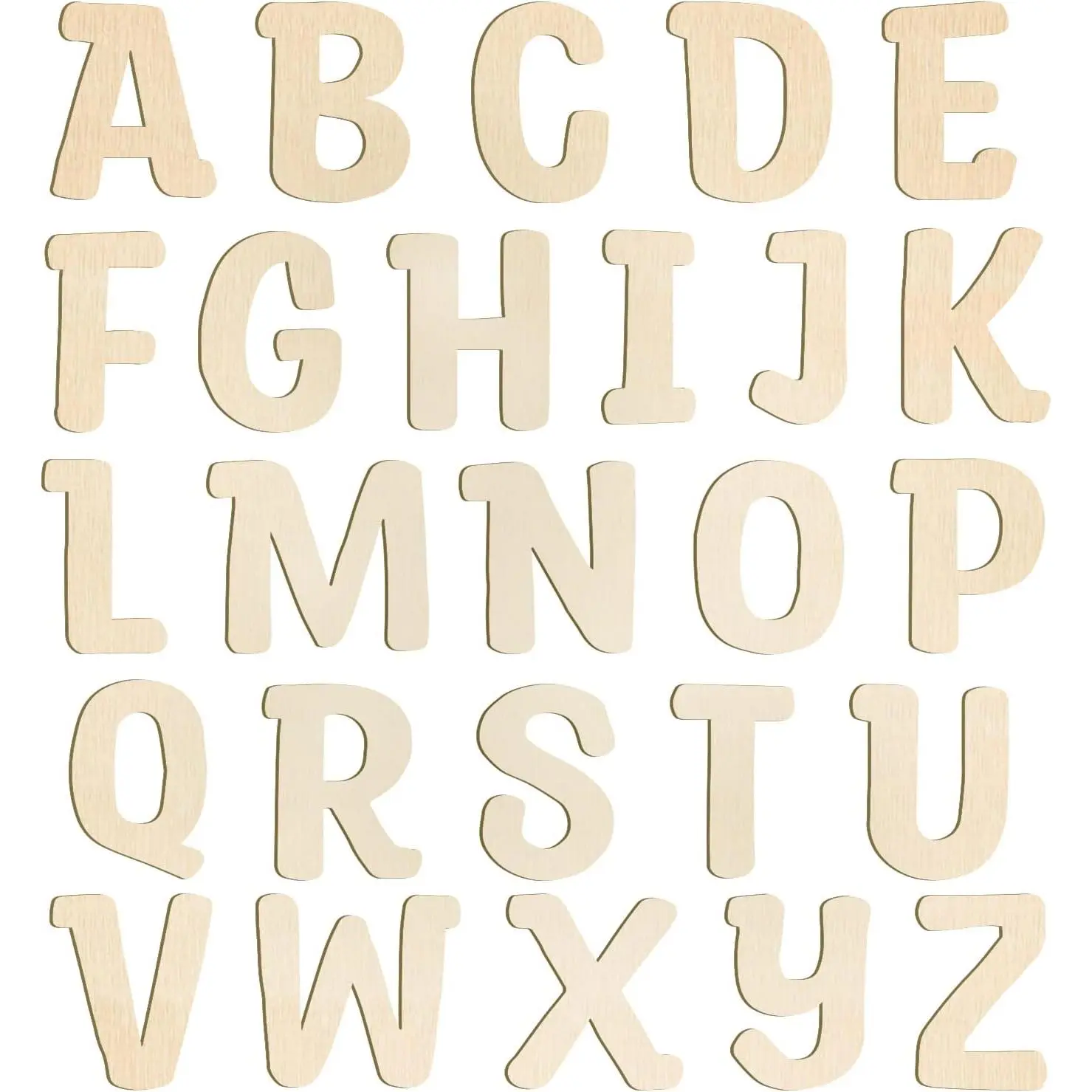 6 Inch Wooden Letters, 26 count Unfinid  Alphabet Letters for Crafts | Smooth surface easy to , flat    wall decor, ideal to teach  DIY arts and   decoration
