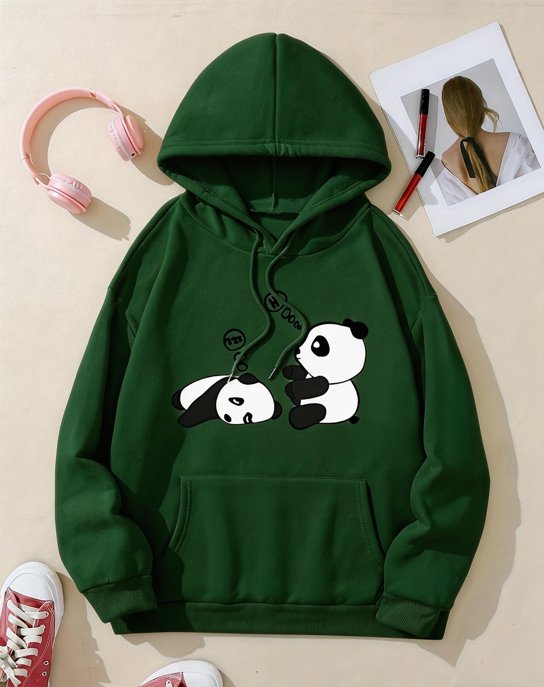 Women's Casual Fashion Hoodie with Sleepy Panda Print