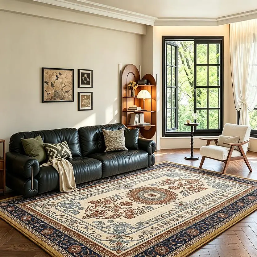 Vintage Central Medallion Persian Style Area Rug, 100cm×160cm/3.28'-5.25' Anti-slip Stain-resistant Easy-care Large Floor Mat for Living Room, Bedroom
