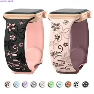 Engraved Silicone Smartwatch Band - Stylish Carved, Soft Skin-Friendly Flexible Smartwatch Accessories for Daily Fashion, Casual Use Tech Accessory