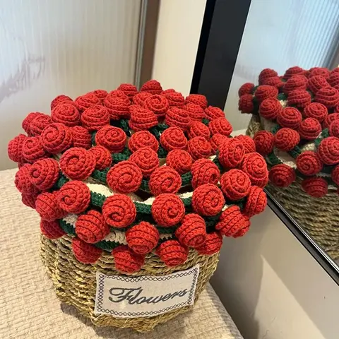 Handwoven Cotton Crocheted Bouquet Blanket Throw - Cozy Home Decorative Blanket, Convertible to Rose Bouquet, Romance-Focused Gift for Female Adults, Mom Birthday Women's Gifts, Cozy Home Blankets, Decorative Blankets