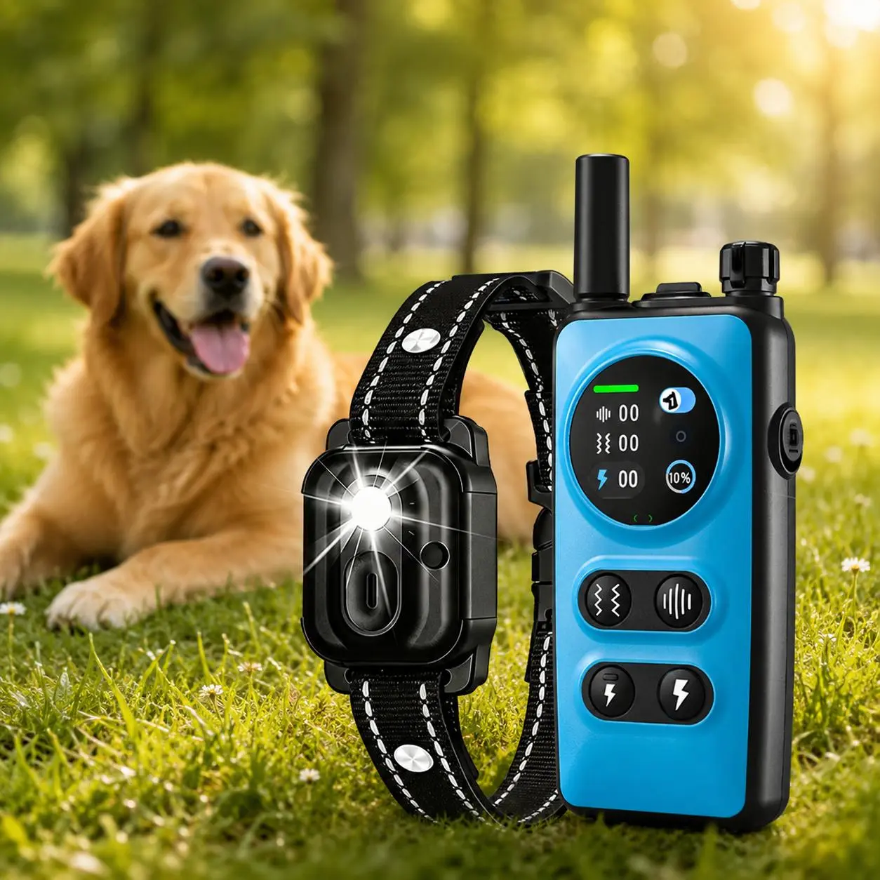 Electronic Dog Collar with Remote, 3300ft Waterproof Dog Training Collar for Smal Medium Large Dogs, Beep, Vibration, Shock (1-16) Modes, LED Light, for 5-130Lbs Dogs