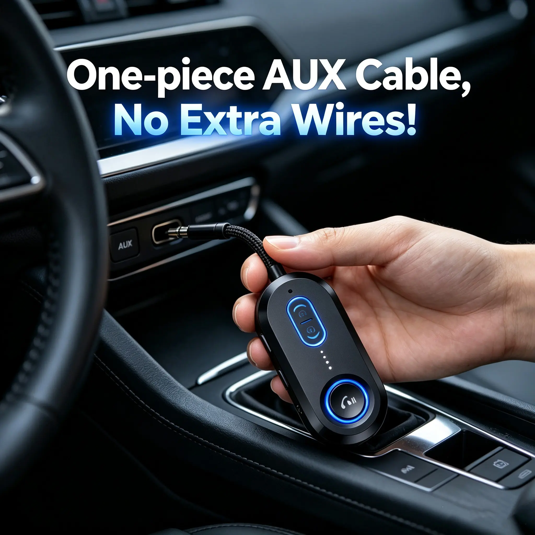 2-in-1 Bluetooth 5.4 Audio Adapter - Wireless Transmitter & Receiver, One-piece AUX Cable & Dual Link, 15m Range & 10H Battery for Car Stereo, TV, PC, Bluetooth Headphones & Speakers