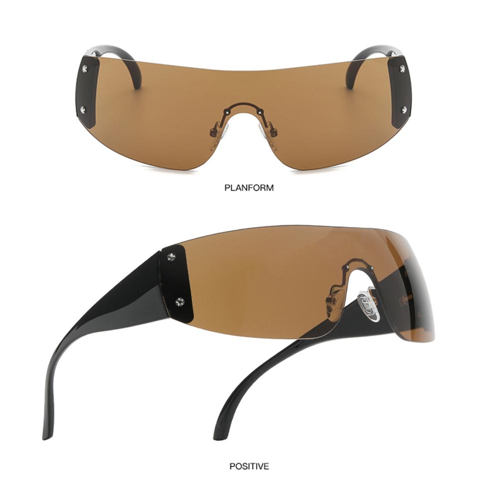 1pc Trendy Rimless Star Y2K Sunglasses for Women Men Punk One Piece Goggles Oversized Wrap Around Shades 2000's Eyewear UV400