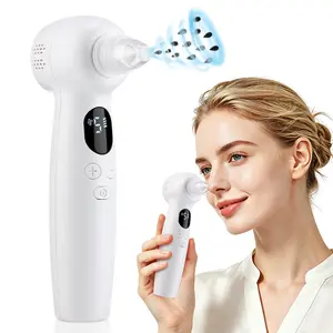 White Hot Compress Blackhead Remover, 5 suction & 3 heat levels, 3 replaceable tips, 400mAh Type-C rechargeable home facial cleaner