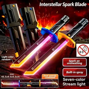 Glowing LED Toy Sword, 7-Color Light-Up Samurai Blade, Dual Combination, Flash Effect, Role Play for Kids & Adults, Party Use