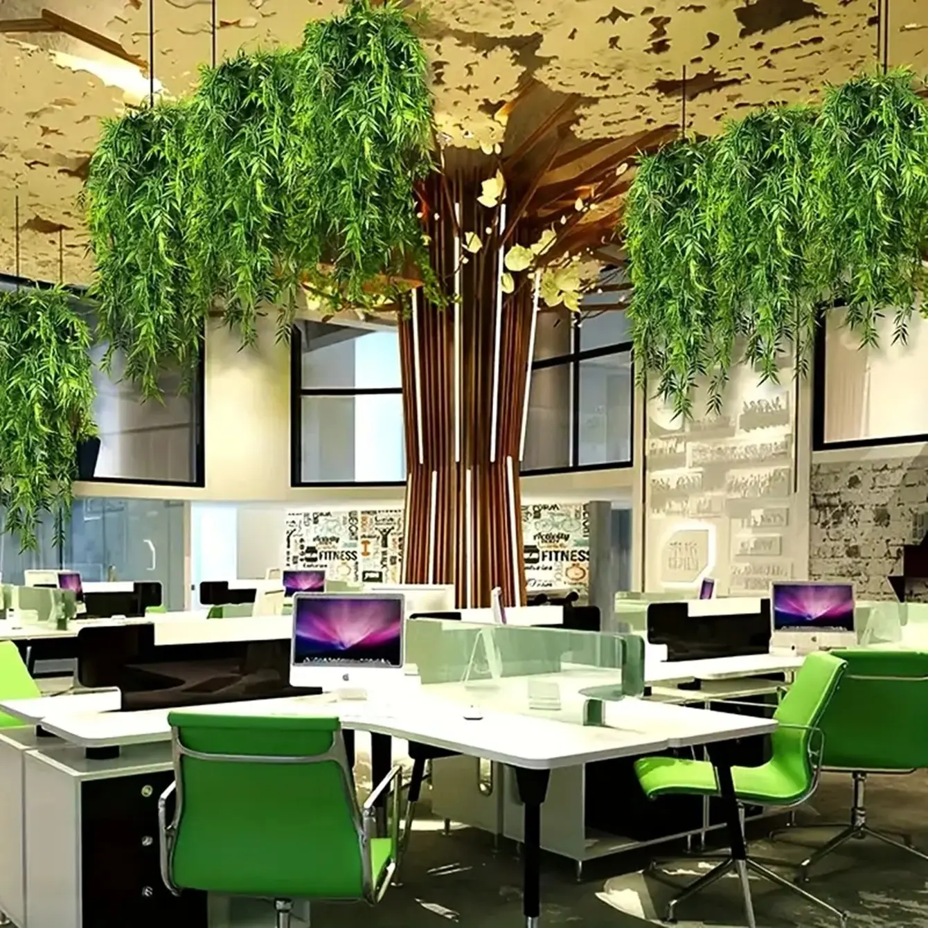 2 Pcs Lush Artificial Bamboo Leaves Vines, Realistic Plastic Hanging Plants, Indoor Outdoor Decor, Home Wedding Valentine Display