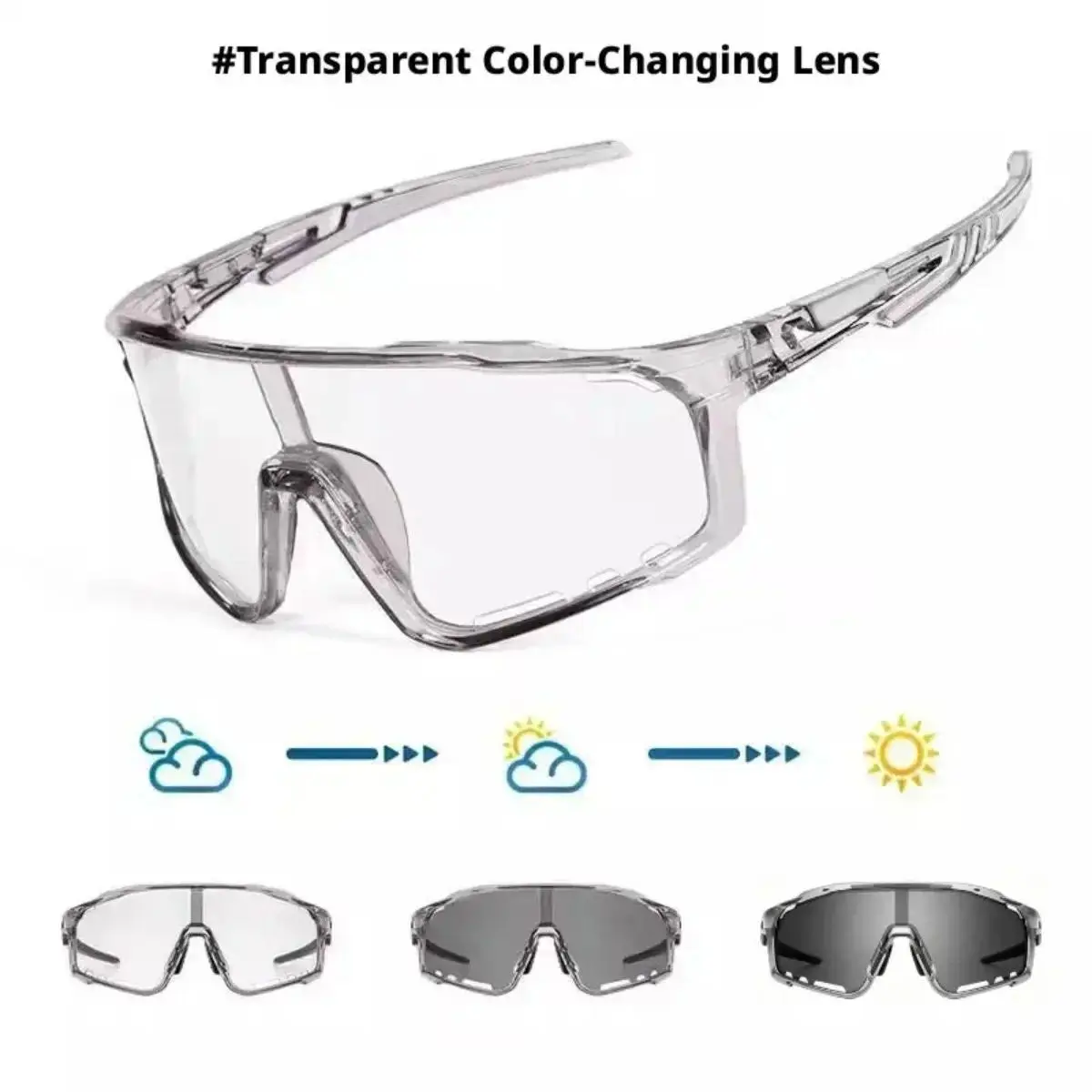 2026 Viral Unisex Photochromic Cycling Sunglasses, Auto-Tint UV Protection Windproof Sports Goggles, Lightweight Performance Frame Day Night Adaptive Eyewear, Must-Have Outdoor Accessory for Cycling Running Driving Hiking All Weather Use
