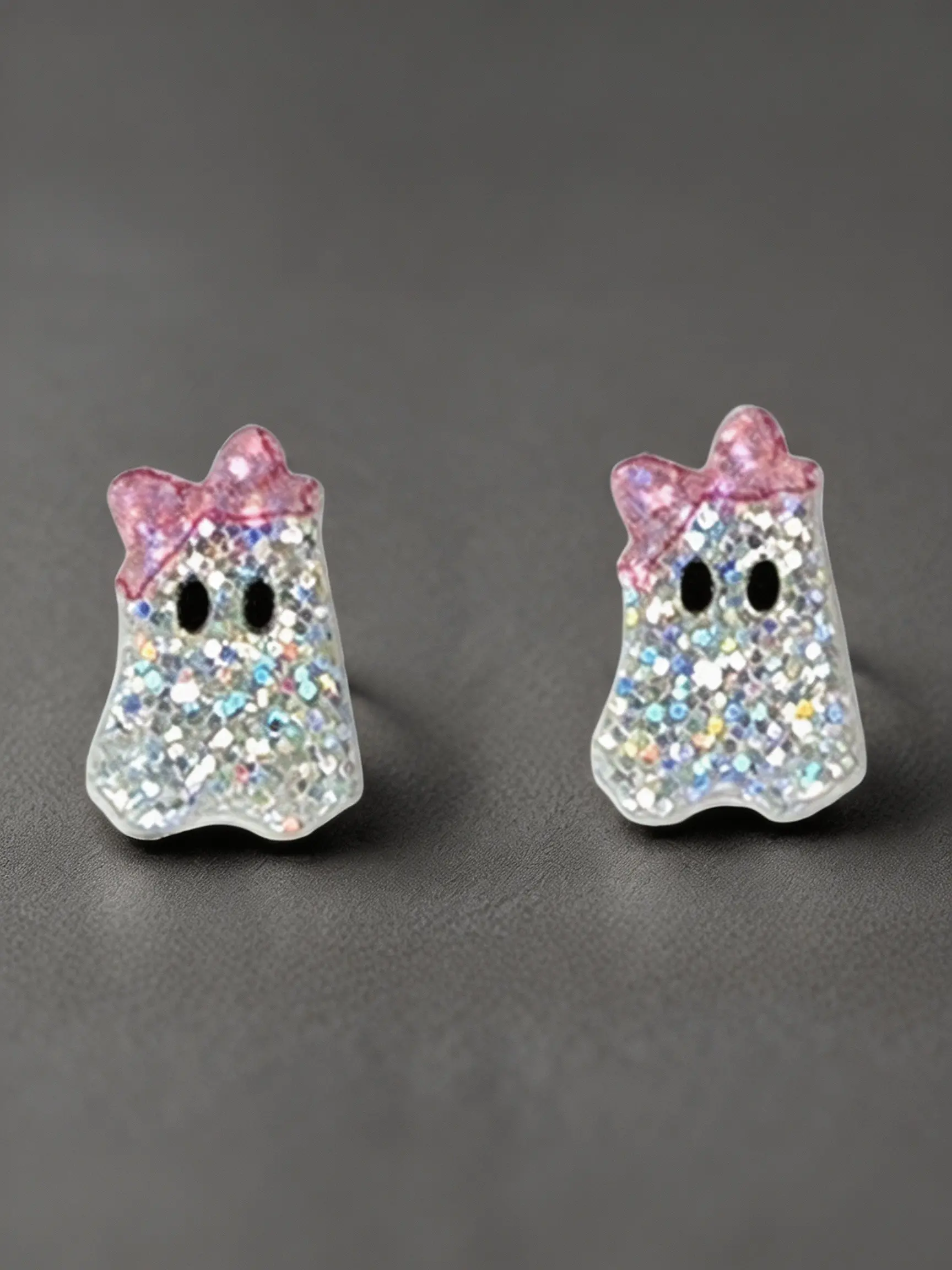 Cute Mini Glitter Stud Earrings, Halloween Ghost Candy Pumpkin Cat Design, Perfect Party Accessory for Fall & Winter