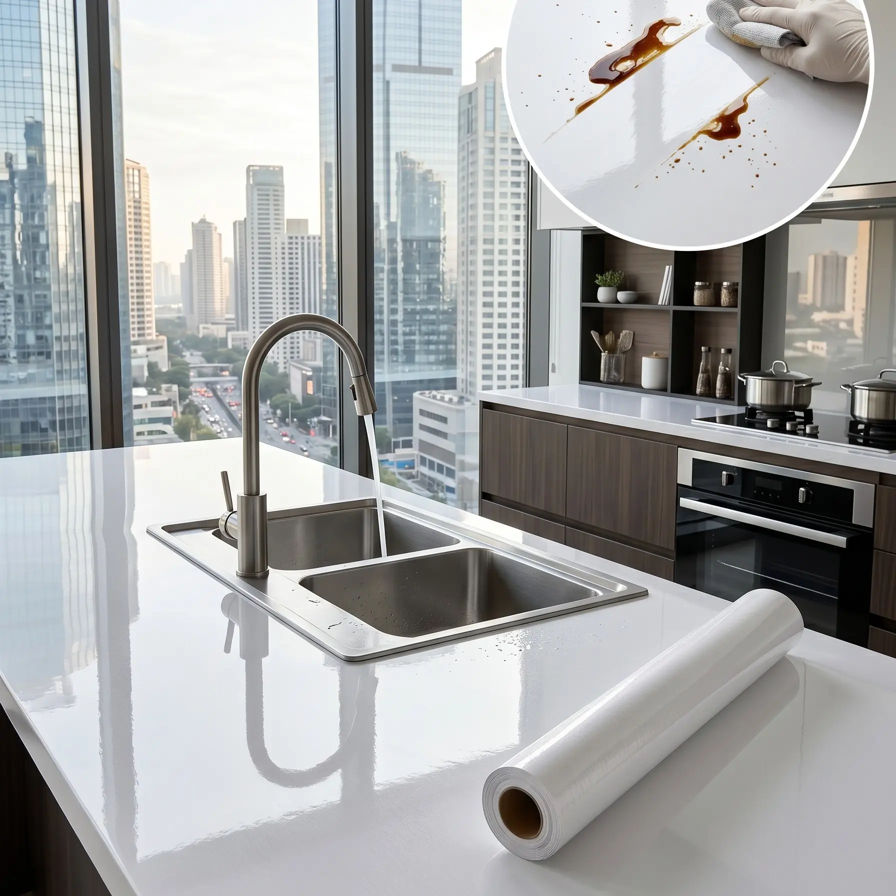 Self-adhesive Countertop Sticker, High Temperature Resistant Countertop Decal, Waterproof & Oil-proof Countertop Sticker for Kitchen, Bathroom, Desk, Cabinet, Decorative Decal