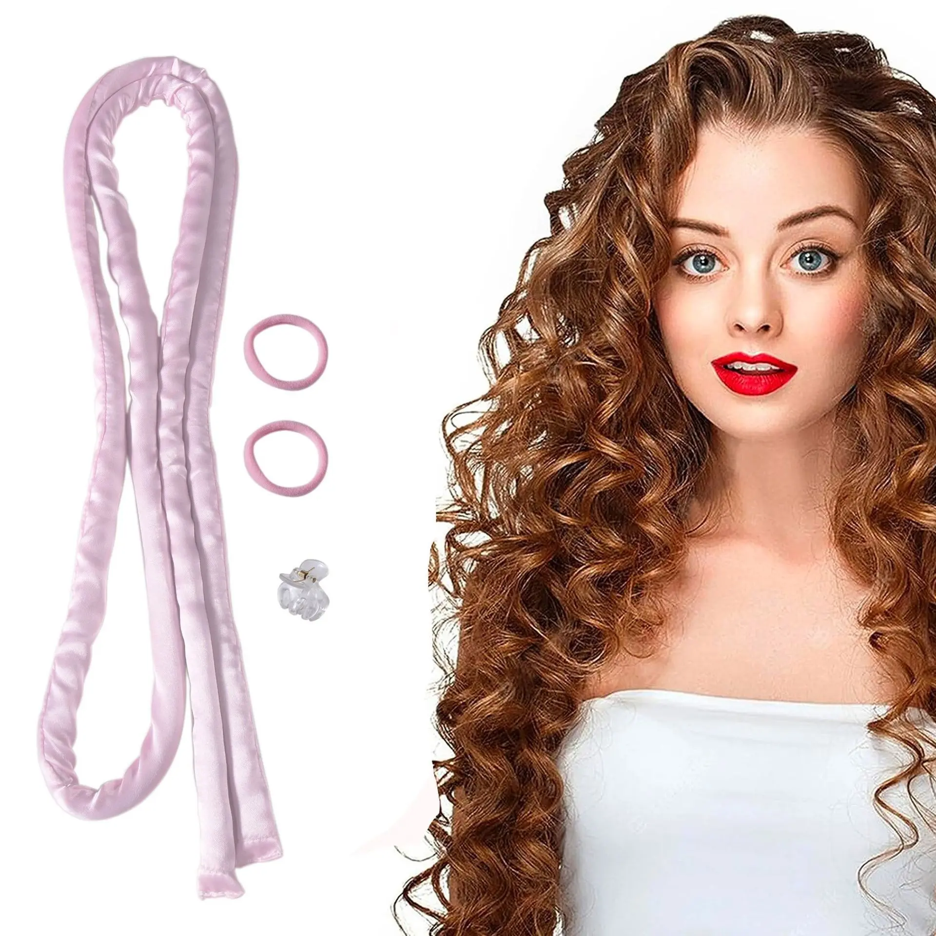 Mini No-Heat Curler, Heatless Hair Curler, Thin No-Heat Hair Wand, Small No-Heat Curling Rod, Sleep Hair Band Clip Set, Heat Free Curls, Heatless Curlers, Suitable for Long and Medium Hair Texture, Heatless Styling Tools