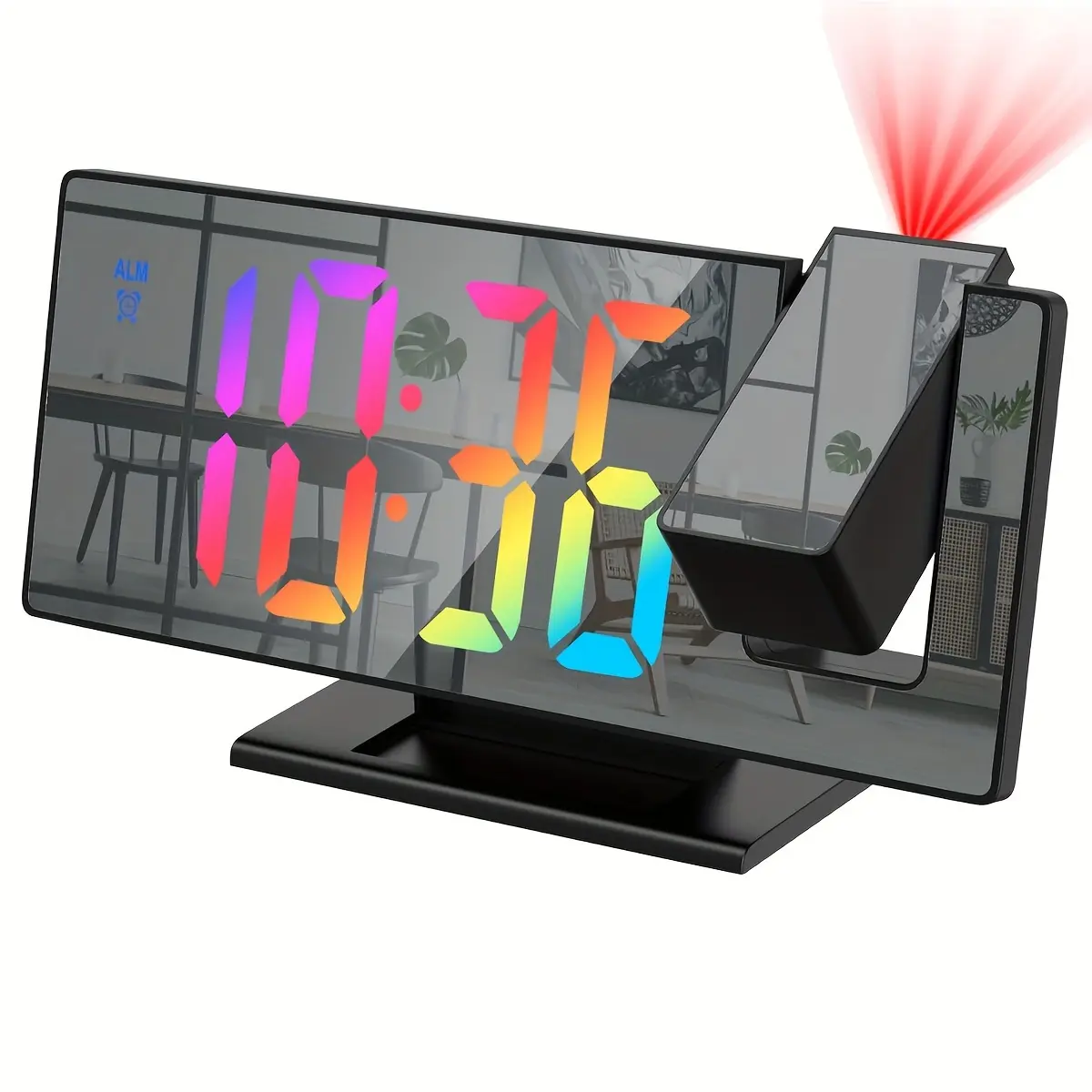 Projection Digital Alarm Clock, Multi‑Function LED Mirror Screen Desk Clock with Time Projection, Temperature & Date Display, Bedside Clock for Bedroom, Creative Digital Clock