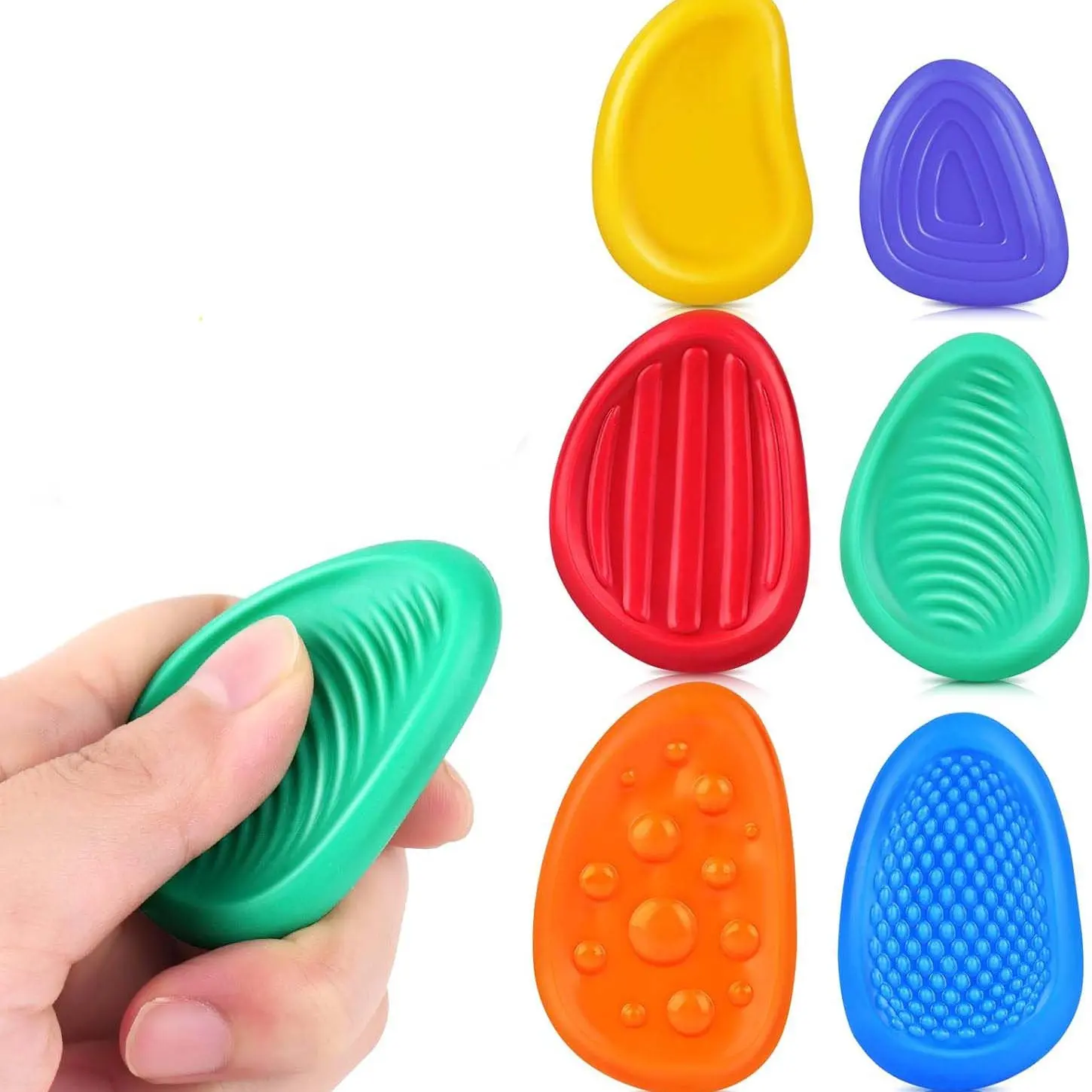 6 Counts Sensory Stones, Silicone Texture Stress Relief Rocks, Stress Relief Tools, Decompression Sensory Fidget, Finger Fidgets, Soft Portable Anxiety Relief Toys for Autism Adhd, Soft Anxiety Fidgets, Easter Basket Fillers