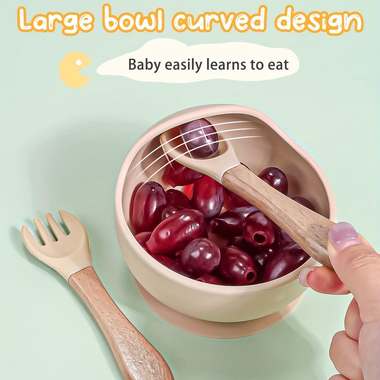 Baby Silicone Feeding Set, 5 Counts/set Including Bib, Bowl, Plate, Spoon & Fork, Baby Dinnerware Set, Baby Tableware Set, Mold Bowl, Silicone Utensils Set