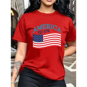 Red T-shirt: Traditional Pride: Eternal Patriotism 1776 Women's T-shirt - Bald Eagle Patriotic Pride Star of Liberty American Vibe # SummerWins # DealsForYouDays