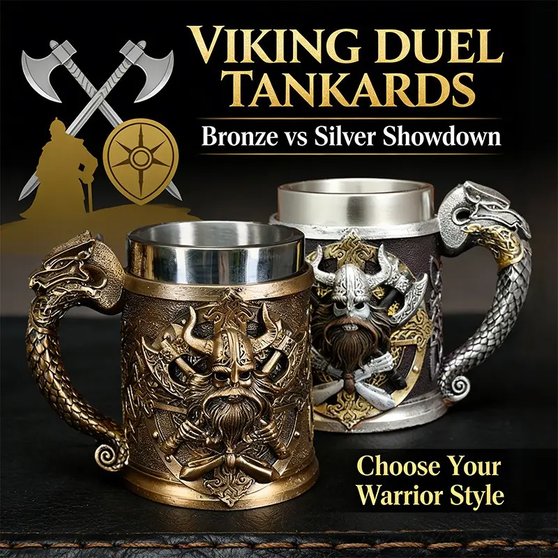 Medieval retro Viking Viking faucet beer cup 3D three-dimensional resin stainless steel mug cup ornament