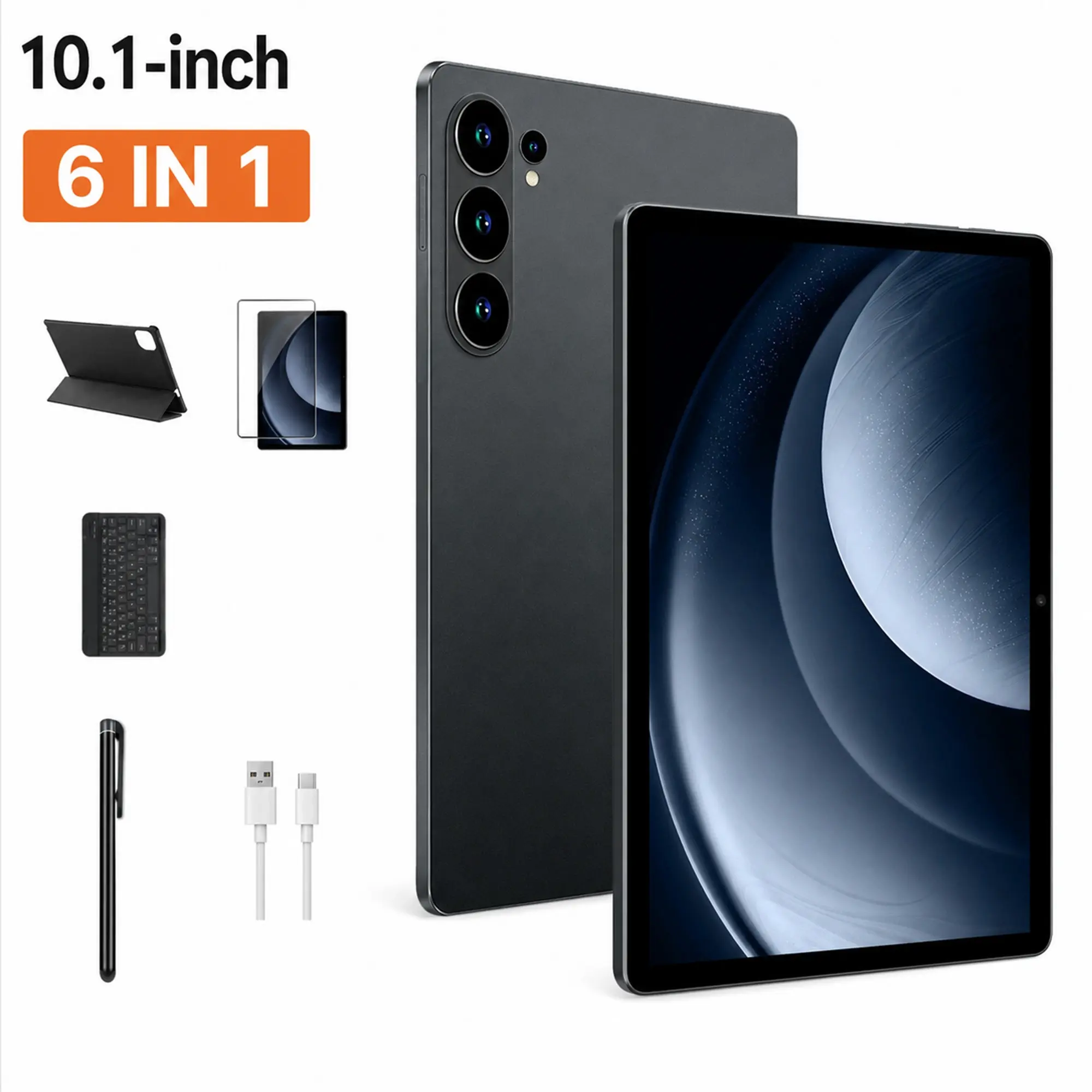 10.1 Inch 4G WiFi Android Tablet for Adults Complete Bundle Keyboard Shockproof Case Stylus Dual Camera Online Learning Entertainment Portable Holiday Gift