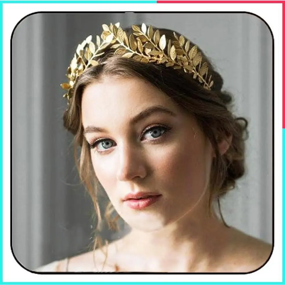 Gold Leaf Greek Goddess Crown Celestial Headband for Women, Mythical Hair Accessory