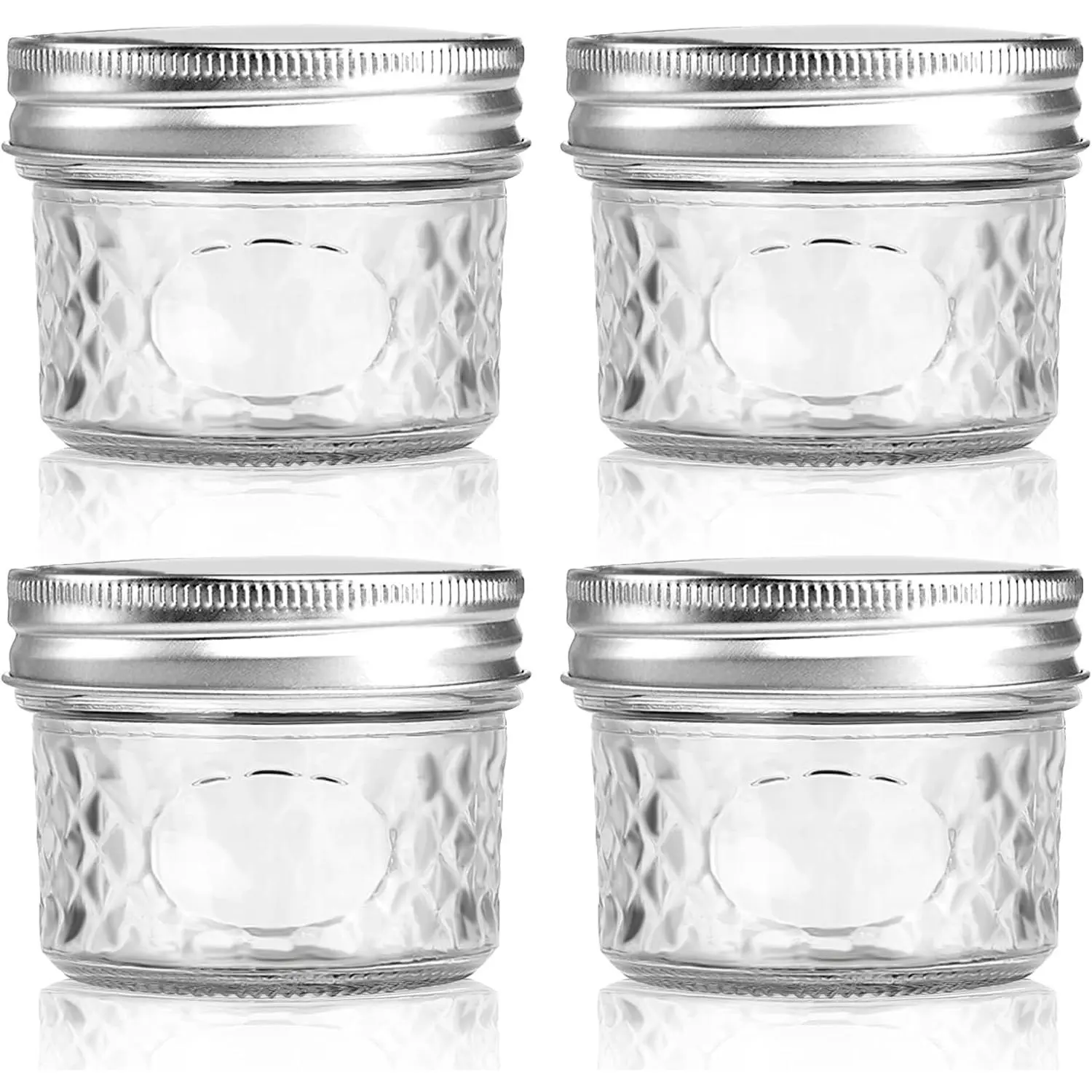 4 oz/120 ml Clear Glass Storage Canister with Airtight Lid, Small Cute Decorative Mason Container Jar for Salad, Overnight Oats, Snacks, Yogurt, Cereal, Fruit, , Sugar, Coffee -4 Pack