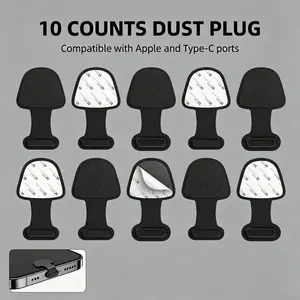 10pcs Silicone Phone Dust Plug, 22 x 12.7mm Dual Interface Port Stopper, Dustproof Waterproof Anti-Lost Cover for Type-C & Lightning Ports